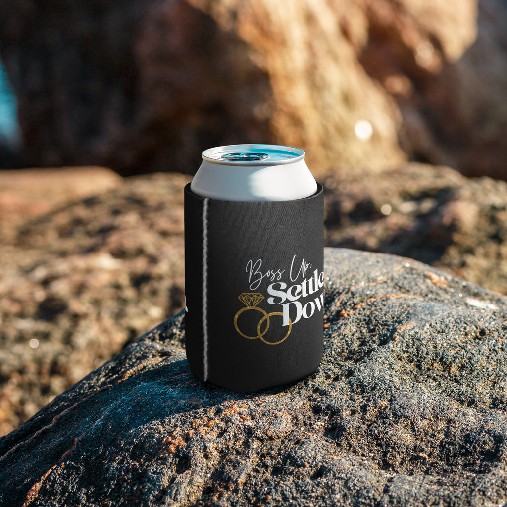 Boss Up, Settle Down Gold Rings Can Coozie