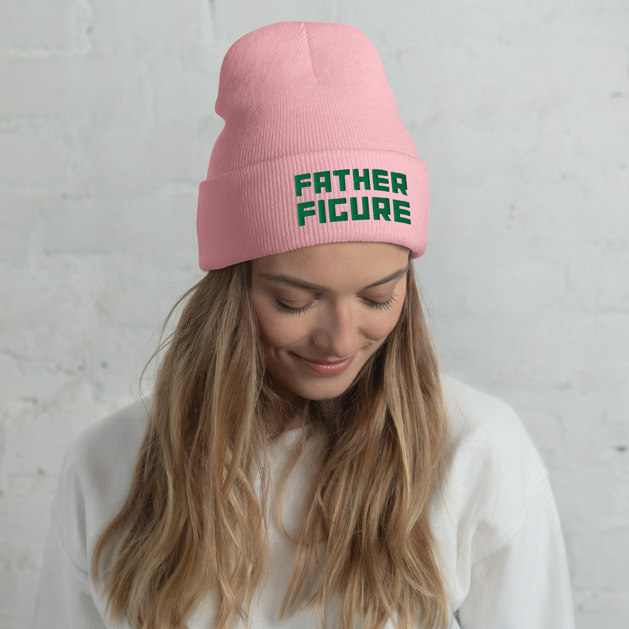 Father Figure Green Text Cuffed Beanie