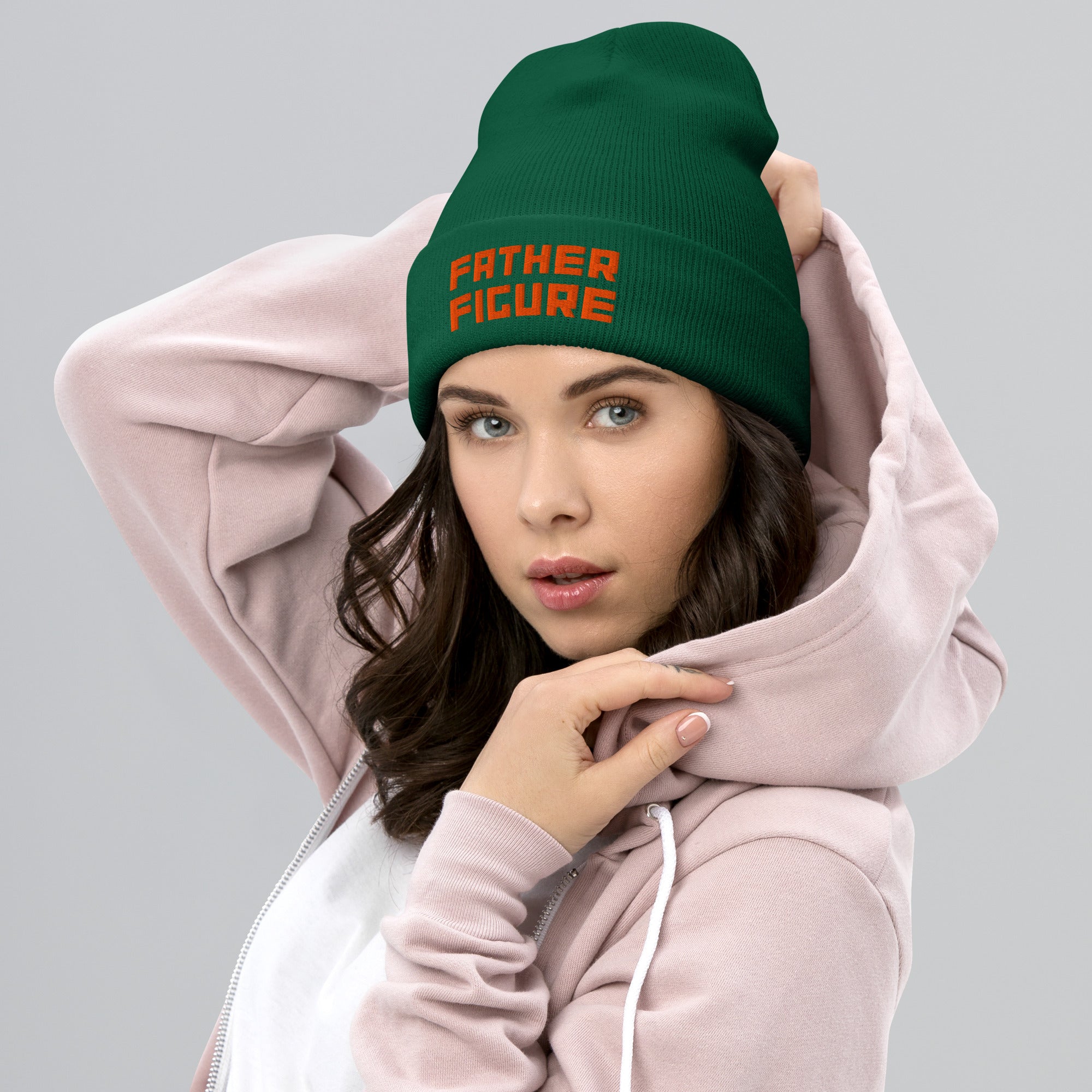 Father Figure Orange Text Cuffed Beanie