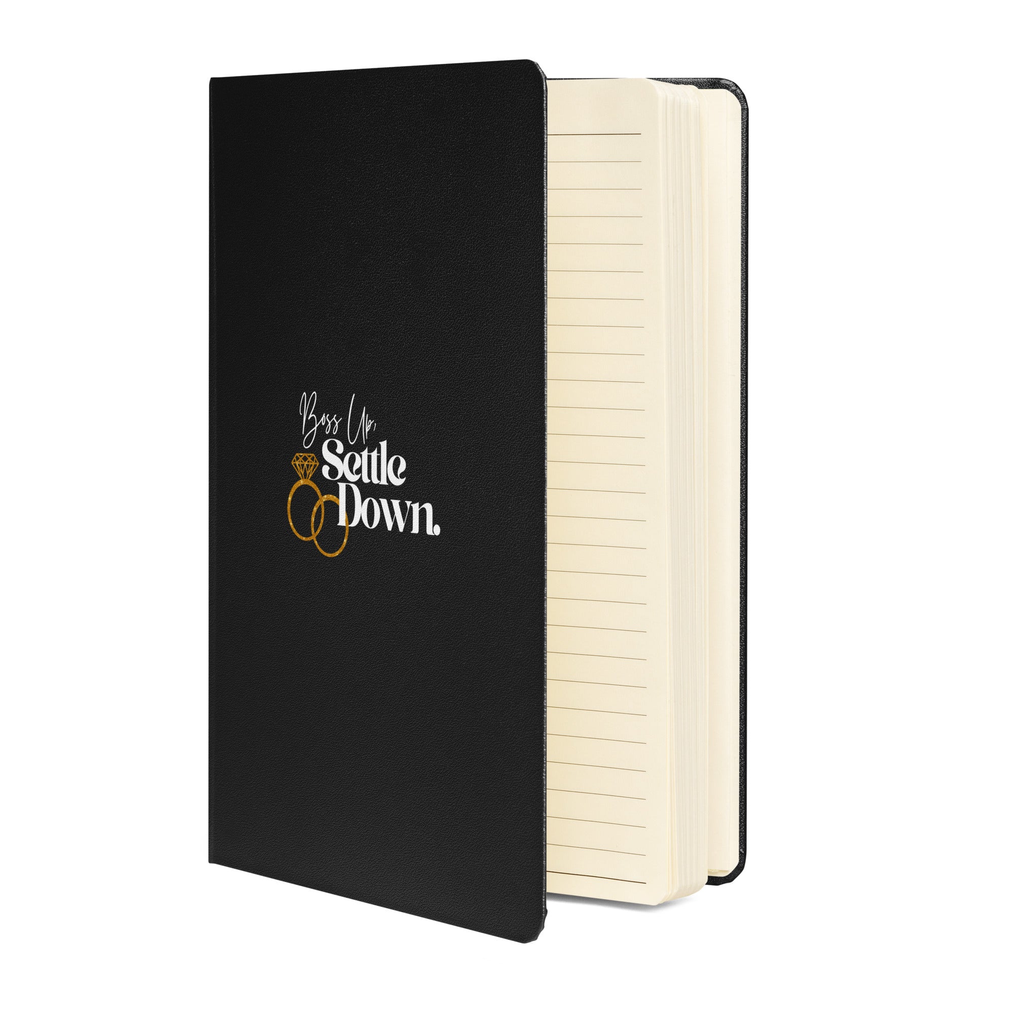 Boss Up Settle Down WLM Rings Black Wedding Hardcover Bound Notebook
