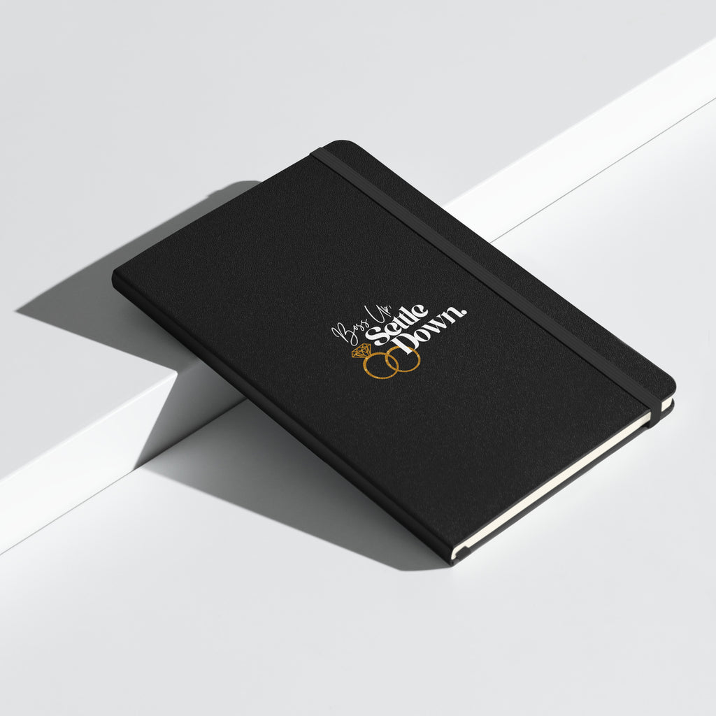 Boss Up Settle Down WLM Rings Black Wedding Hardcover Bound Notebook