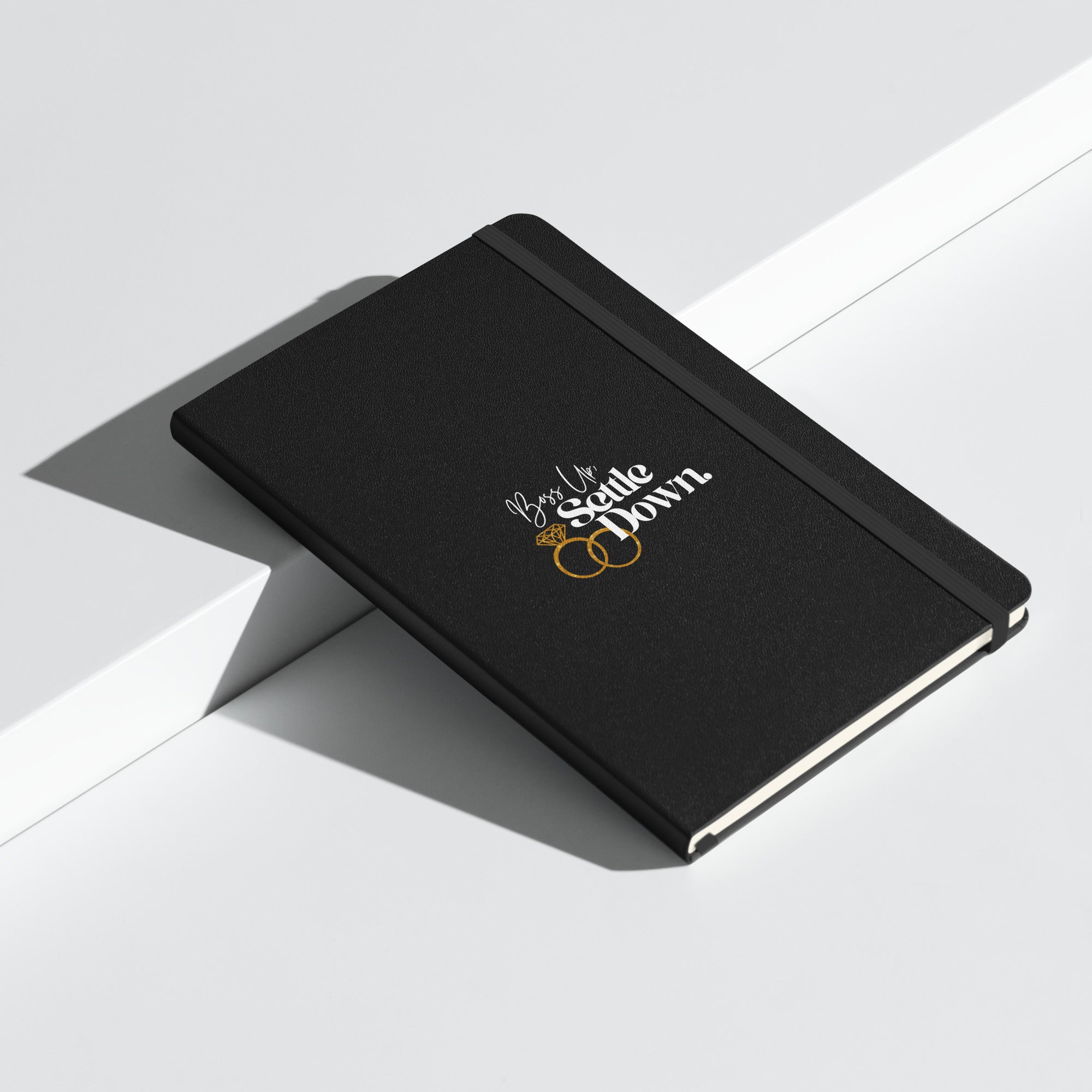 Boss Up Settle Down WLM Rings Black Wedding Hardcover Bound Notebook