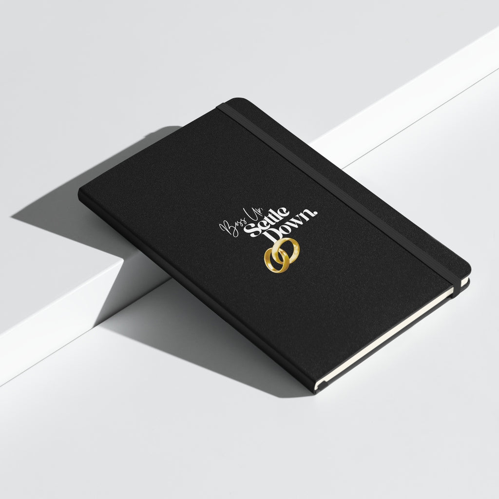 Boss Up Settle Down MLM Gold Rings Black Wedding Hardcover Bound Notebook