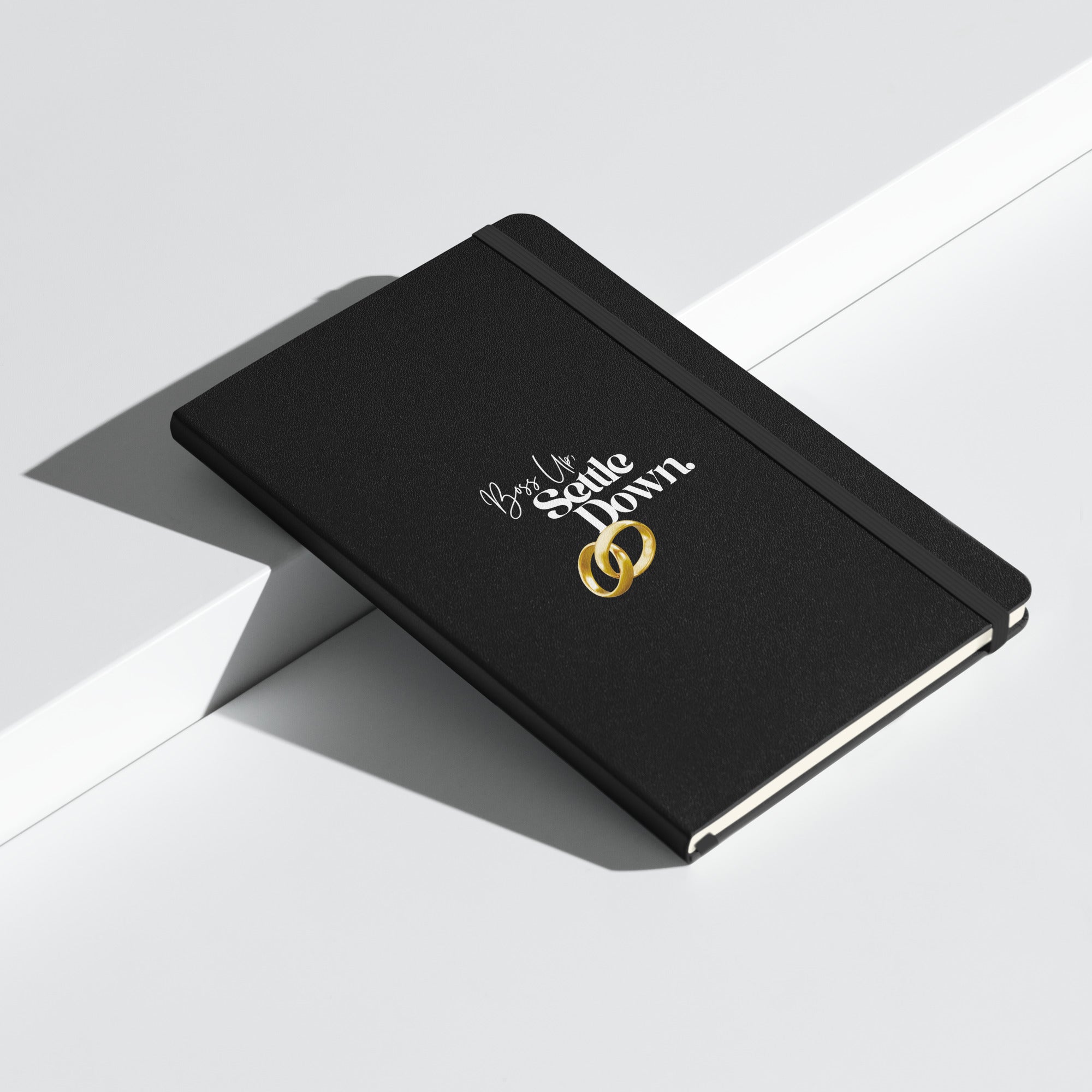 Boss Up Settle Down MLM Gold Rings Black Wedding Hardcover Bound Notebook