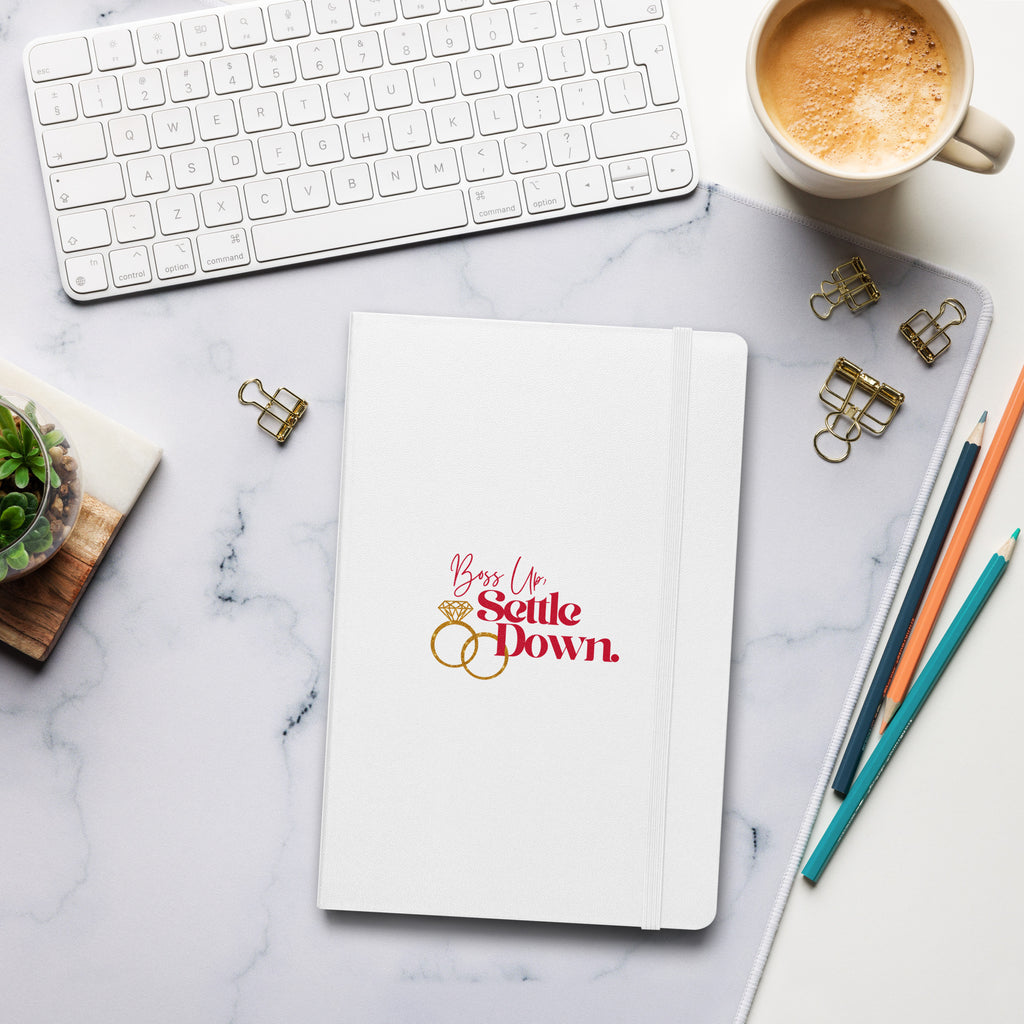 Boss Up Settle Down WLM Rings White Wedding Hardcover Bound Notebook