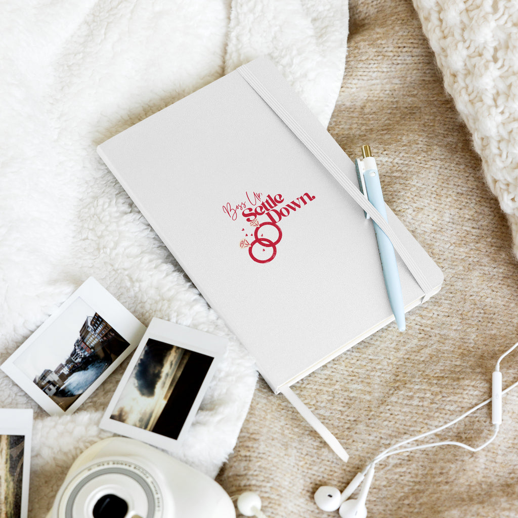 Boss Up Settle Down WLW Rings White Wedding Hardcover Bound Notebook