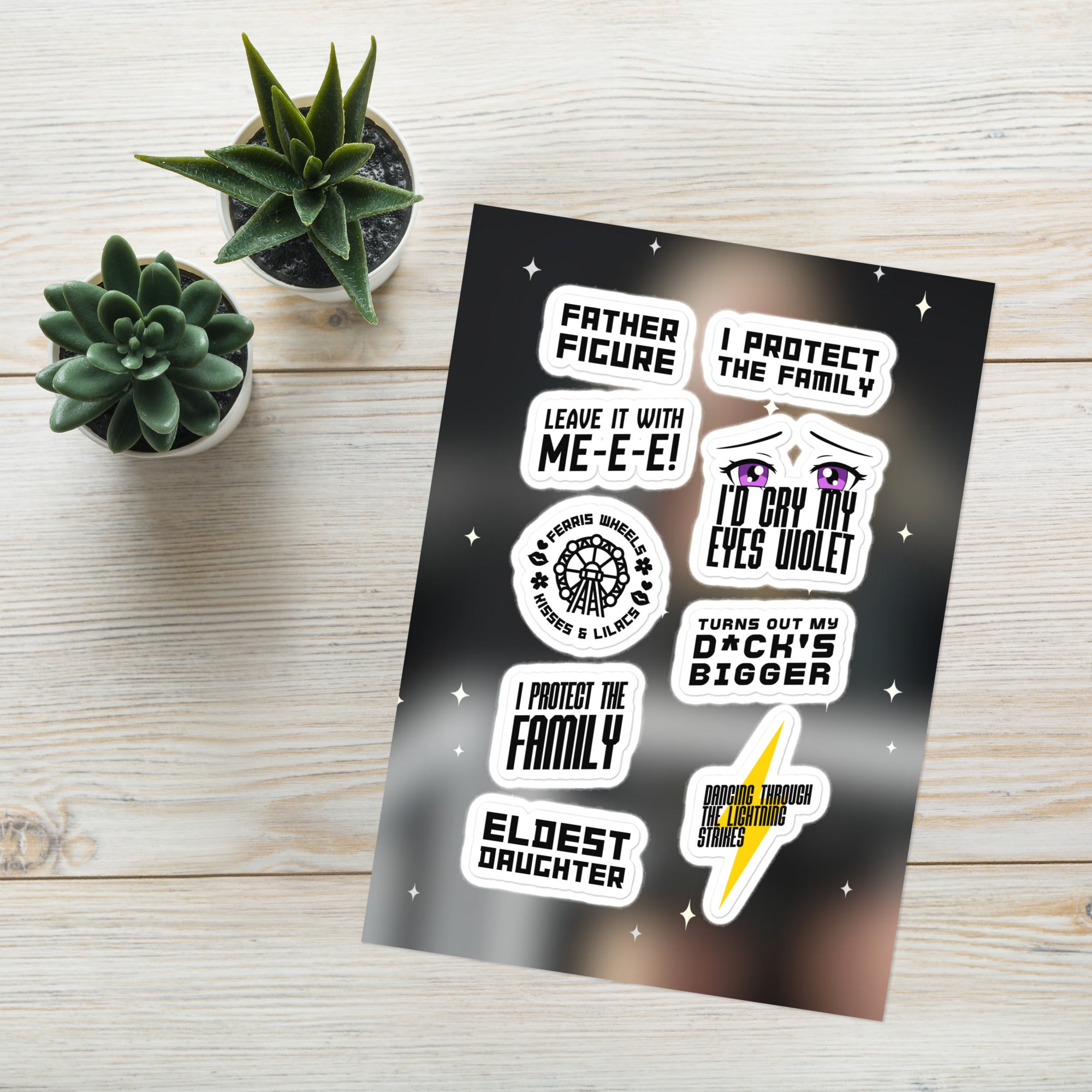 TLOAS Black and White Showgirl Lyrics Sticker Sheet