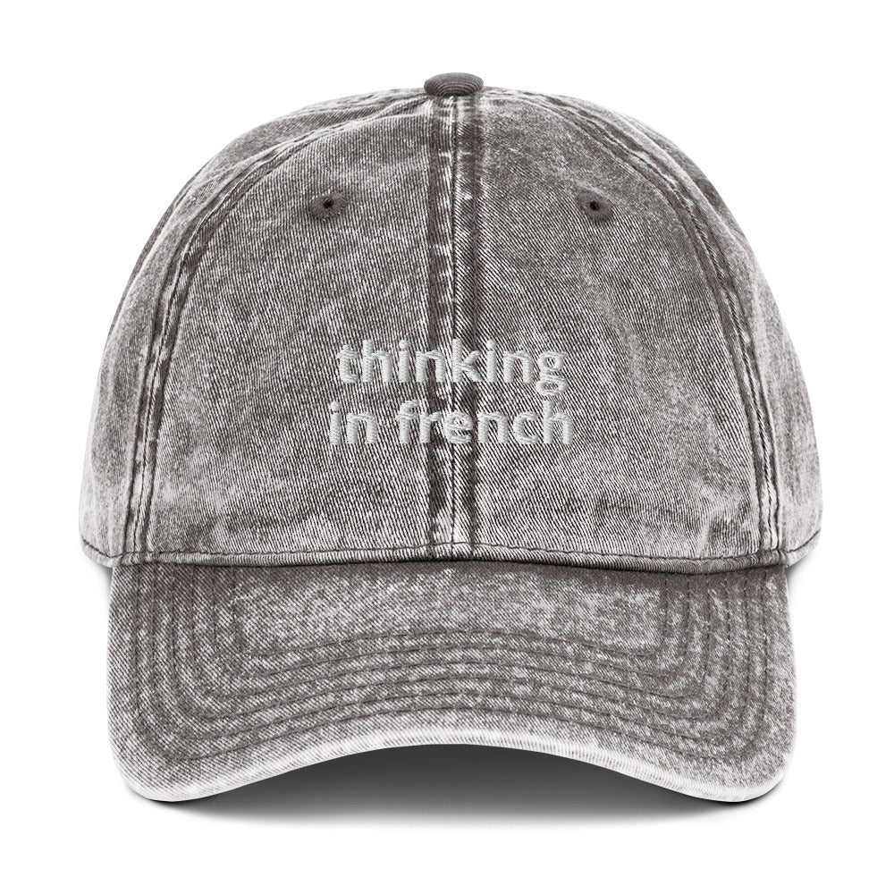 Thinking in French Vintage Cotton Twill Cap