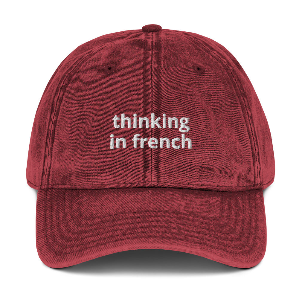 Thinking in French Vintage Cotton Twill Cap